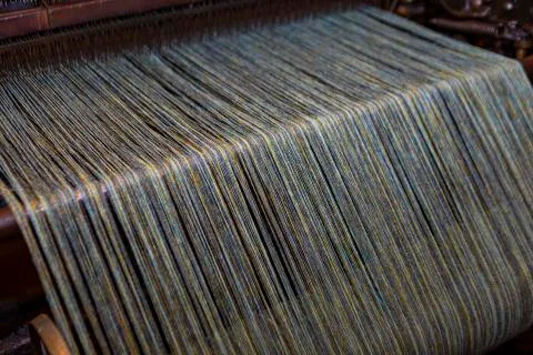 Close up of dyed sheep wool for weaving Tweed Stock Photos