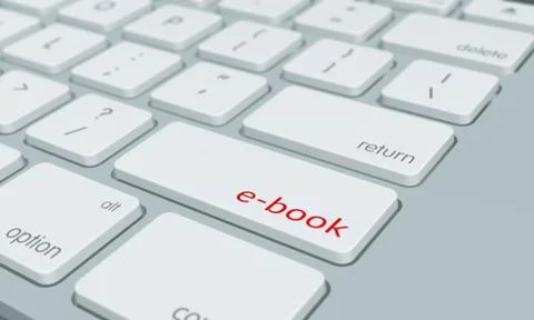 Close up of e-book keyboard button Illustrazione stock