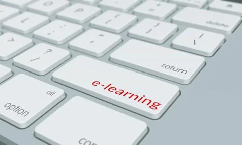 Close up of e-learning keyboard button Stock Illustration