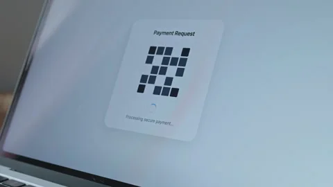 Close-up of an e-wallet payment request processing on a computer display. Stock Footage 335520821