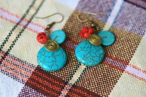 Close-up of earring 스톡 사진