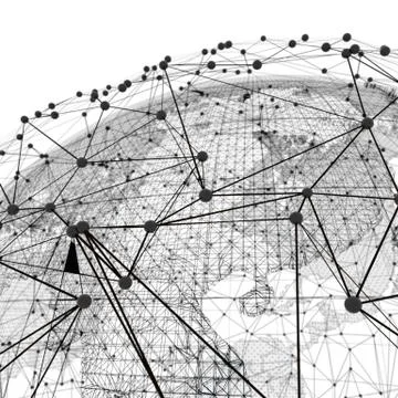 Close up of Earth and network lines on top of it Stock Illustration