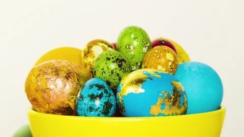 Close-up of Easter beautiful colorful eggs Stock Footage 86822640