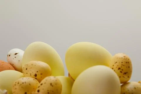 Close easter chicken quail eggs Stock Photos