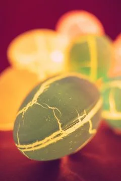Close up of Easter egg shaped lights Stock Photos