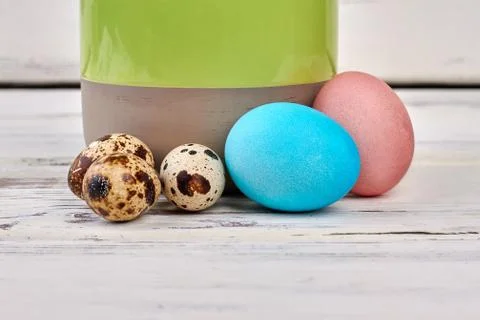 Close up of Easter eggs. Stock Photos