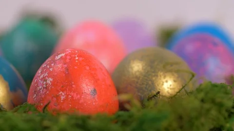 Close up of Easter Eggs Rotating, Easter Video stock 129057106