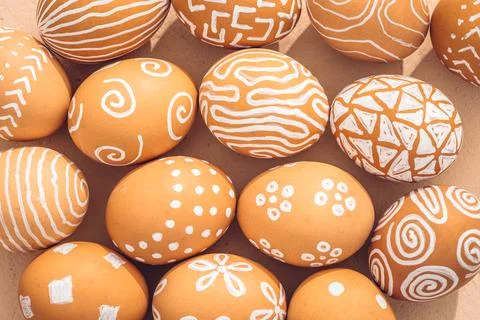 Close-up of Easter eggs. Simple eco-frendly texture background Stock Photos