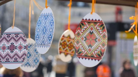 Close up of easter eggs symbols Stock Footage 88676585