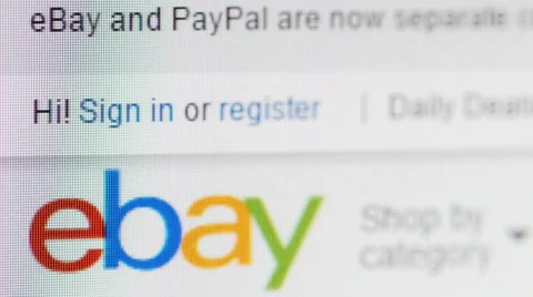 Close up of Ebay homepage, Rack focus Stock Footage 54660541
