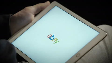 Close up of ebay's website on a ipad screen Stock Footage 59919125