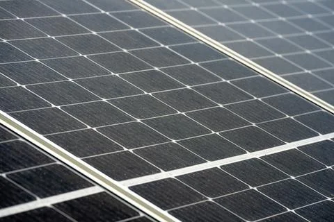 Close-up of eco technology of solar cell farm power plant. Solar cell panel.. Stock Photos