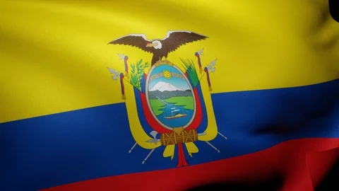 Close up of Ecuador flag waving in wind. Flag background 4K UHD 60FPS Stock Footage 121039084