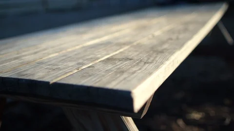 Close up of edge of picnic table .mov Stock-Footage 95777039