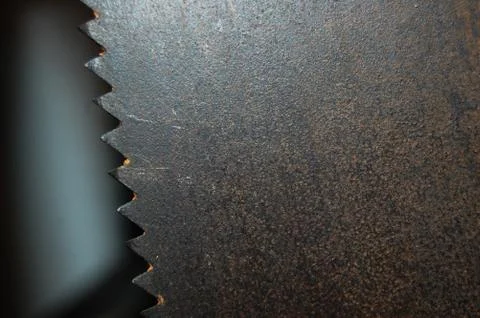 Close up of edge of rusty and old saw blade Stock Photos