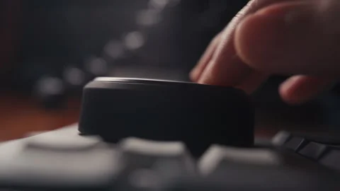 Close-Up of Editor’s Hand Rotating a Jog Wheel on a Video Editing Console Stock Footage 330320083