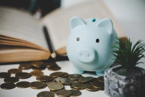 Close-up education object with stack money coin-cash dollar and glass jar o.. Stock Photos