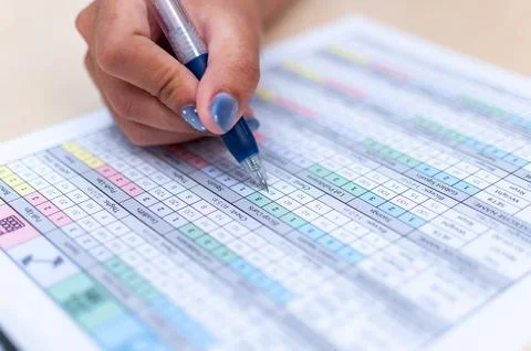 Close-up efficient data entry documenting office process professionally 스톡 사진