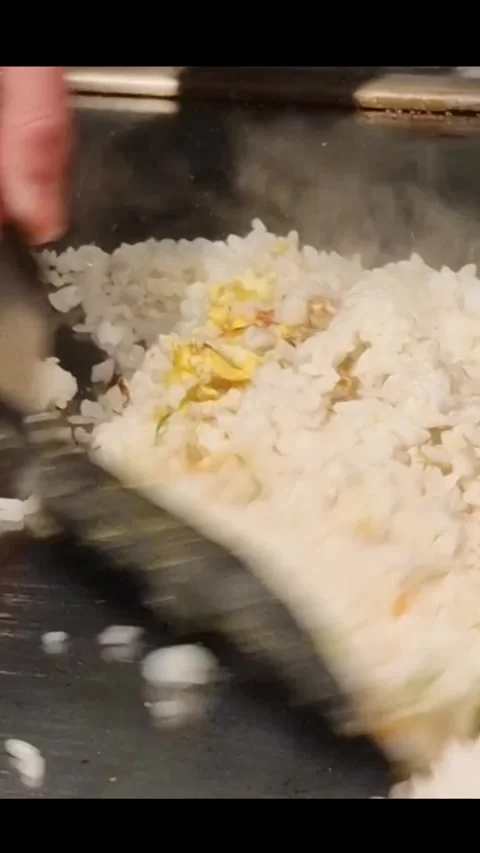 Close Up Of Egg Fried Rice Being Cooked At A restaurant, London, UK Stock Footage 280774326