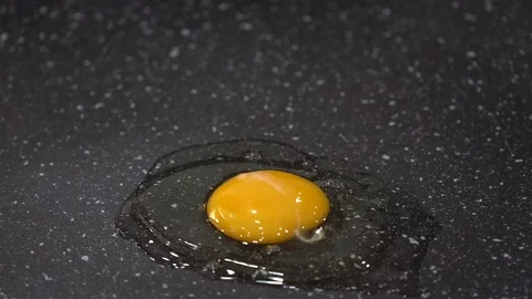 Close up of egg in frying pan Stock Footage 95967807