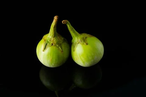 Close up Eggplant on black Foto stock