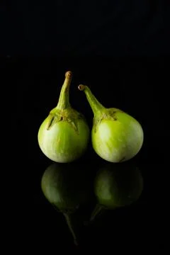Close up Eggplant on black Stock Photos