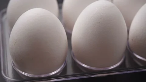 Close up Eggs in a cardboard box, Chicken white fresh Video stock 181016812
