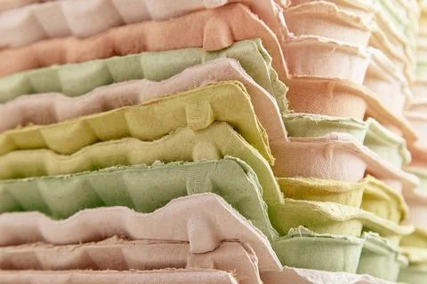 Close up of eggs container. Recycled, zero waste, natural lifestyle, packaging Stock Photos