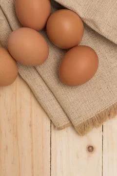 Close up eggs on sack background Stock Photos
