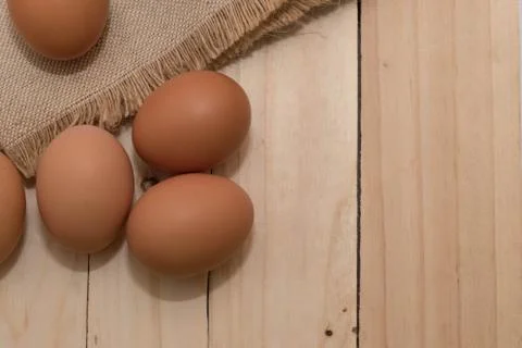 Close up eggs on sack background Stock Photos