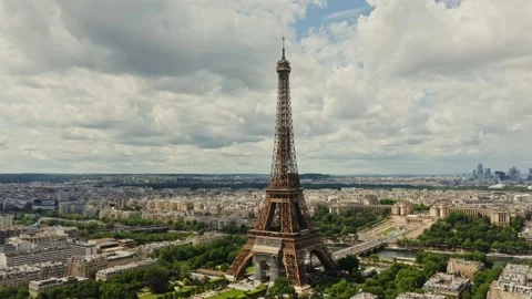 Close-up of the Eiffel Tower during restoration Stock Footage 205537357