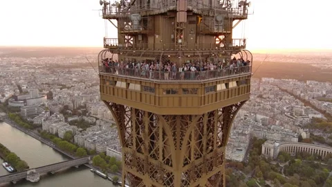Close up Eiffel Tower, Paris, Cinematic drone 4k footage Stock Footage 212206896