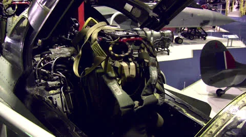 Close up of ejector seats inside jet cockpit Stock Footage 22917354