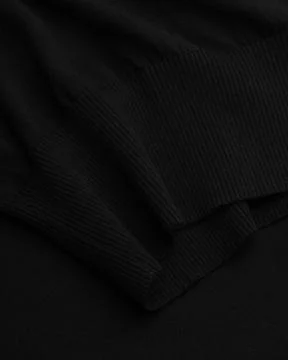 Close-Up of Elastic Hem on Black Wool Turtleneck Stock Photos
