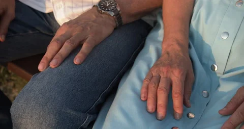 Close-up, elderly couple holding hands Stock Footage 135555664