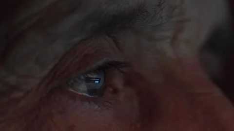Close-up of Elderly Man Eye in Thoughtful Expression Stock Footage 304850331