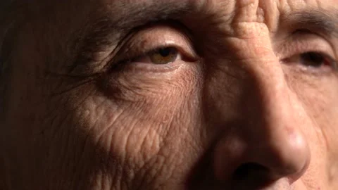 Close-up. the elderly man stared at the camera Stock Footage 145196966