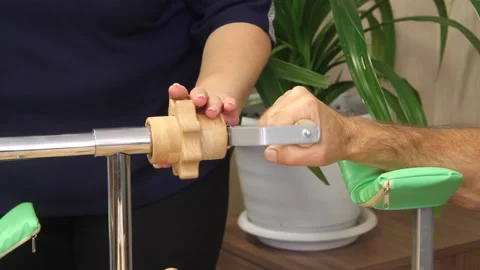 Close-up of an elderly man's hand is engaged in rehabilitation exercises hand Stock Footage 143205775