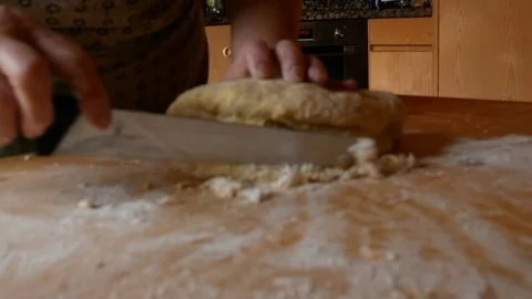 Close up of elderly woman's hand kneading Stock Footage 84194238