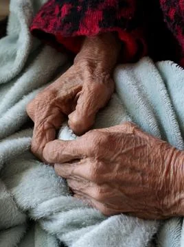 Close-Up of an Elderly Womans Hand Showing the Signs of Aging Stock Photos