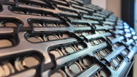 Close-up of Electric Car battery pack. Lithium-ion battery cell manufacturi.. Stock Footage 265709905