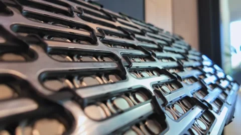 Close-up of Electric Car battery pack. Lithium-ion battery cell manufacturi.. Stock Footage 265709908