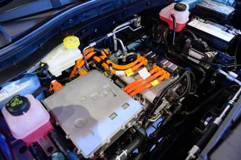 Close up of electric car engine Stock Photos