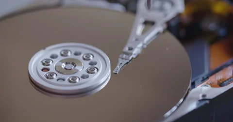 Close up of electric drill boring through a hard drive 4K Stock Footage 68657421