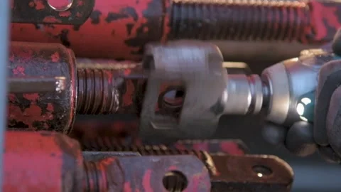 Close up of electric drill screwing blts Stock Footage 310795528