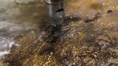Close-up of electric dryer, blowing and spreading the fluid acrylic paints Stock Footage 201389039