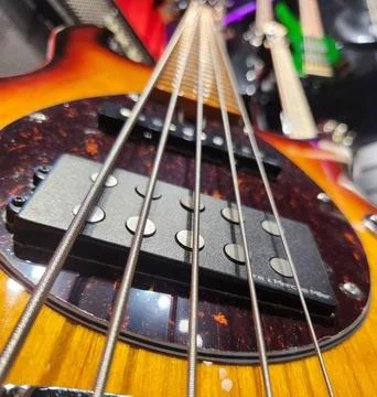 Close-up of electric guitar strings Stock Photos