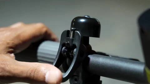 Close-up of Electric Scooter Bell Being Pressed Stock Footage 316232201