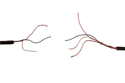 Close up of an electrical cable standard on white background. Cross-section in a Foto stock