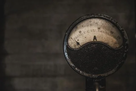Close-up of Electrical old and worn out industrial current meter Stock Photos